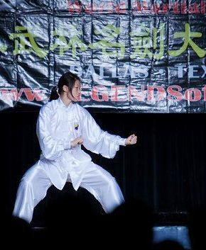 Chen Huixian performing at the 2009 Legends of Kung Fu event in an archival SCANews image